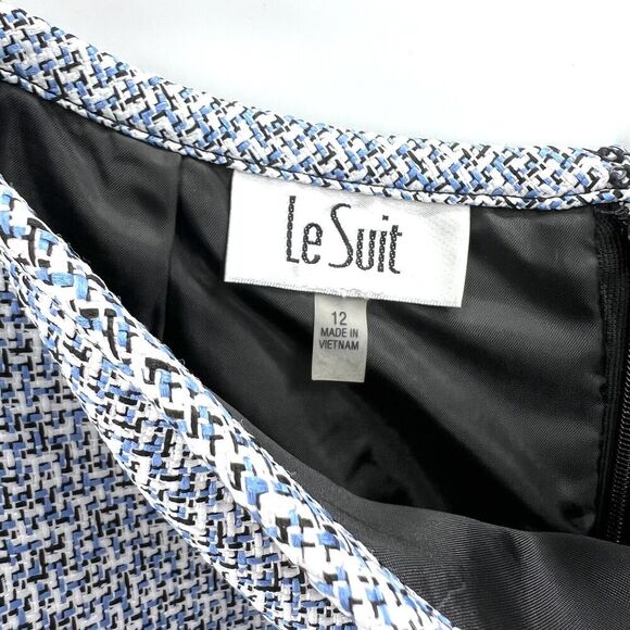 LE SUIT 2 PC Blue Black Blazer Jacket Skirt Suit Set Executive Career - Picture 7 of 8